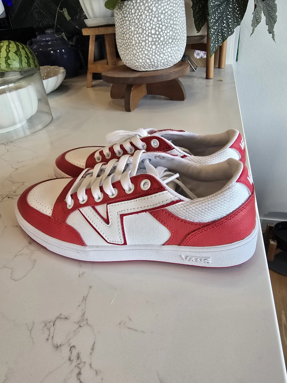 Vans Women's Red & White Low-Top Sneakers
